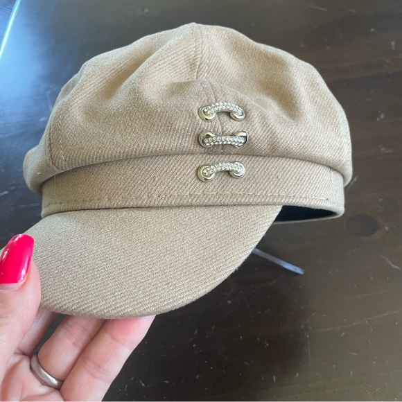 Baker Boy Hat NEW Tan with Rhinestones - Picture 3 of 5